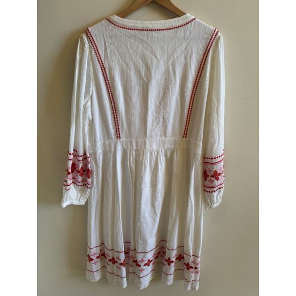 BODEN Marla Embroidered Dress 16 White Gauze Midi Boho Tassels Zip Beach Chic - Picture 7 of 16
